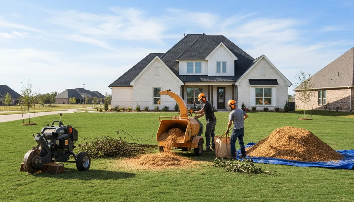 Clean yard after professional tree removal and stump grinding in Allen, TX by Chop Chop Tree crew