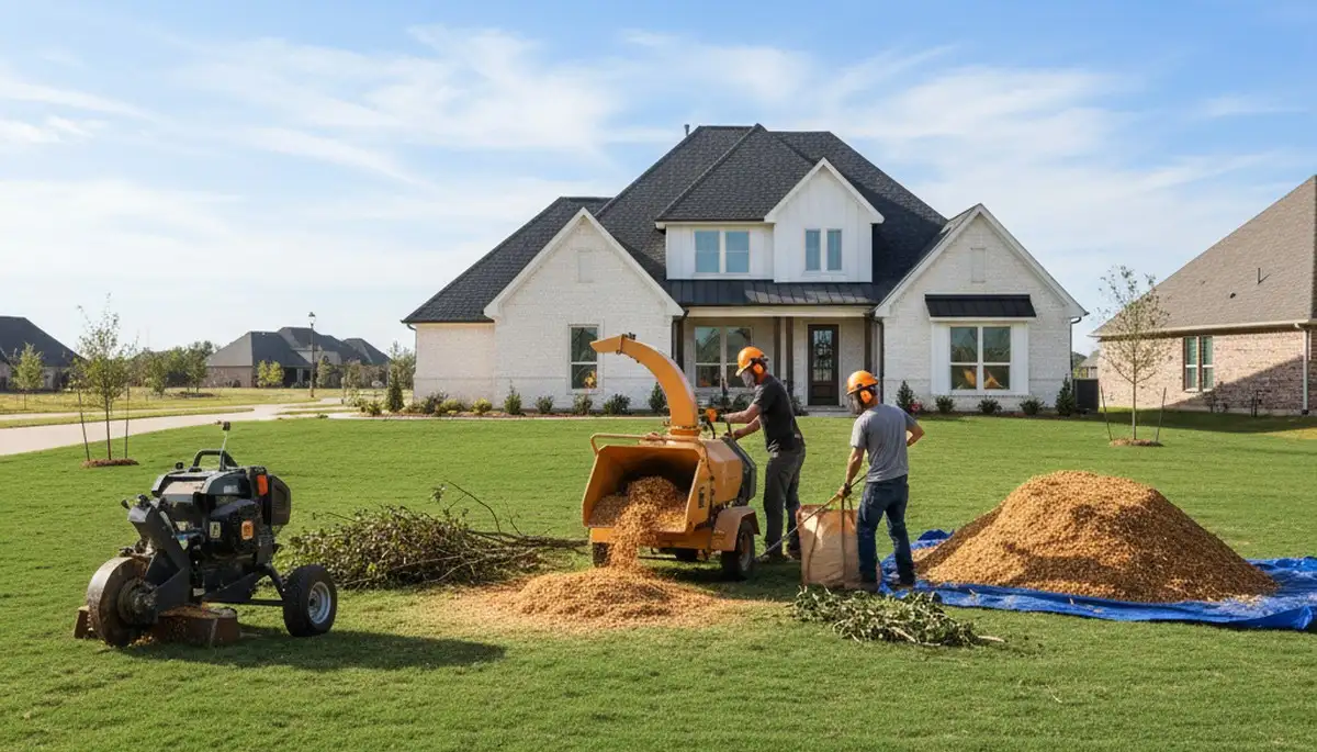 Clean yard after professional tree removal and stump grinding in Allen, TX by Chop Chop Tree crew