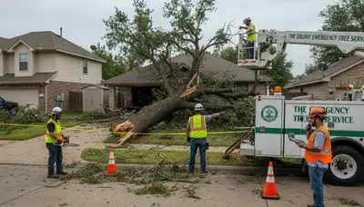 Emergency tree removal after storm damage in The Colony, TX restoring property safety