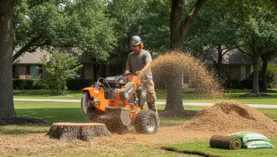 Professional stump grinding service removing tree stump in Prosper, TX for Allen tree removal experts