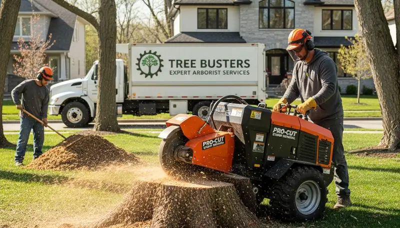 Professional stump removal service in Allen, TX safely clearing tree stumps from residential yard