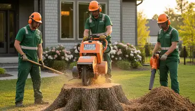 Professional stump removal service in Allen, TX by Chop Chop Tree experts removing large tree stump