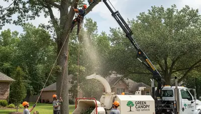 Professional tree removal crew working safely in Allen, TX for Chop Chop Tree service