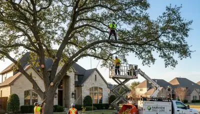 Professional tree removal service equipment and crew in Allen, TX