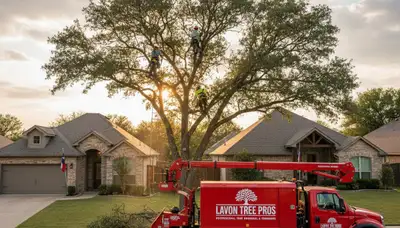 Professional tree removal service in Allen, TX clearing large oak safely for residential property