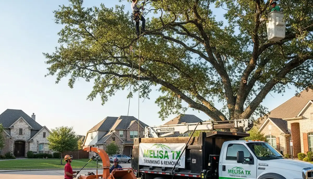 Professional tree removal service in Allen TX safely clearing large oak trees