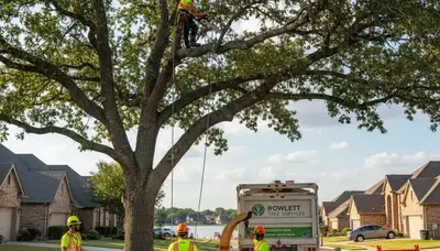 Professional tree removal service crew working safely in Allen, TX