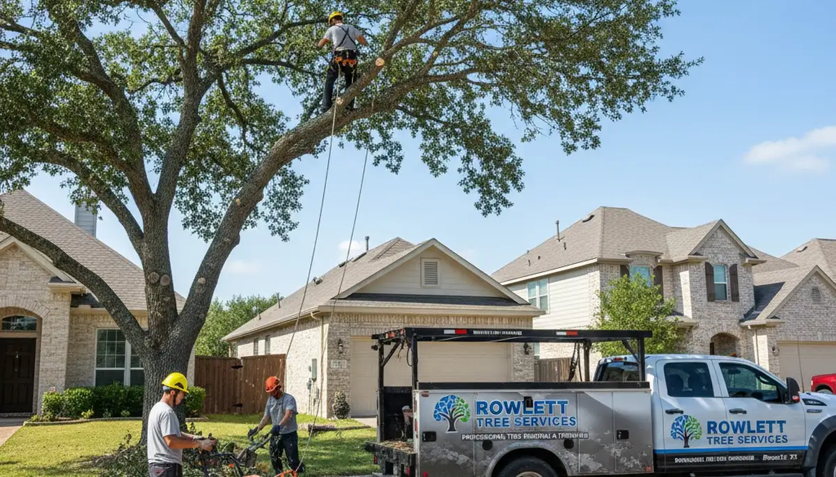 Professional tree removal service in Allen TX safely cutting and clearing damaged oak trees
