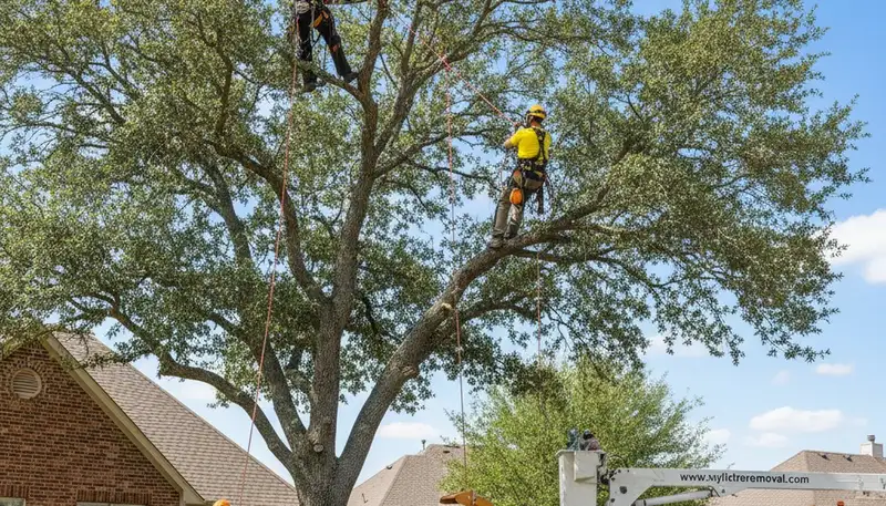 Professional tree removal service in Allen TX safely clearing damaged oak trees